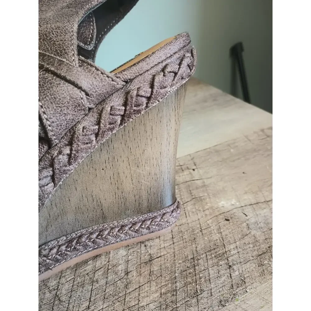 Not Rated Womens Boho Fairy Grunge Wedge Sandals 7.5 Ankle Strap Festival Y2K